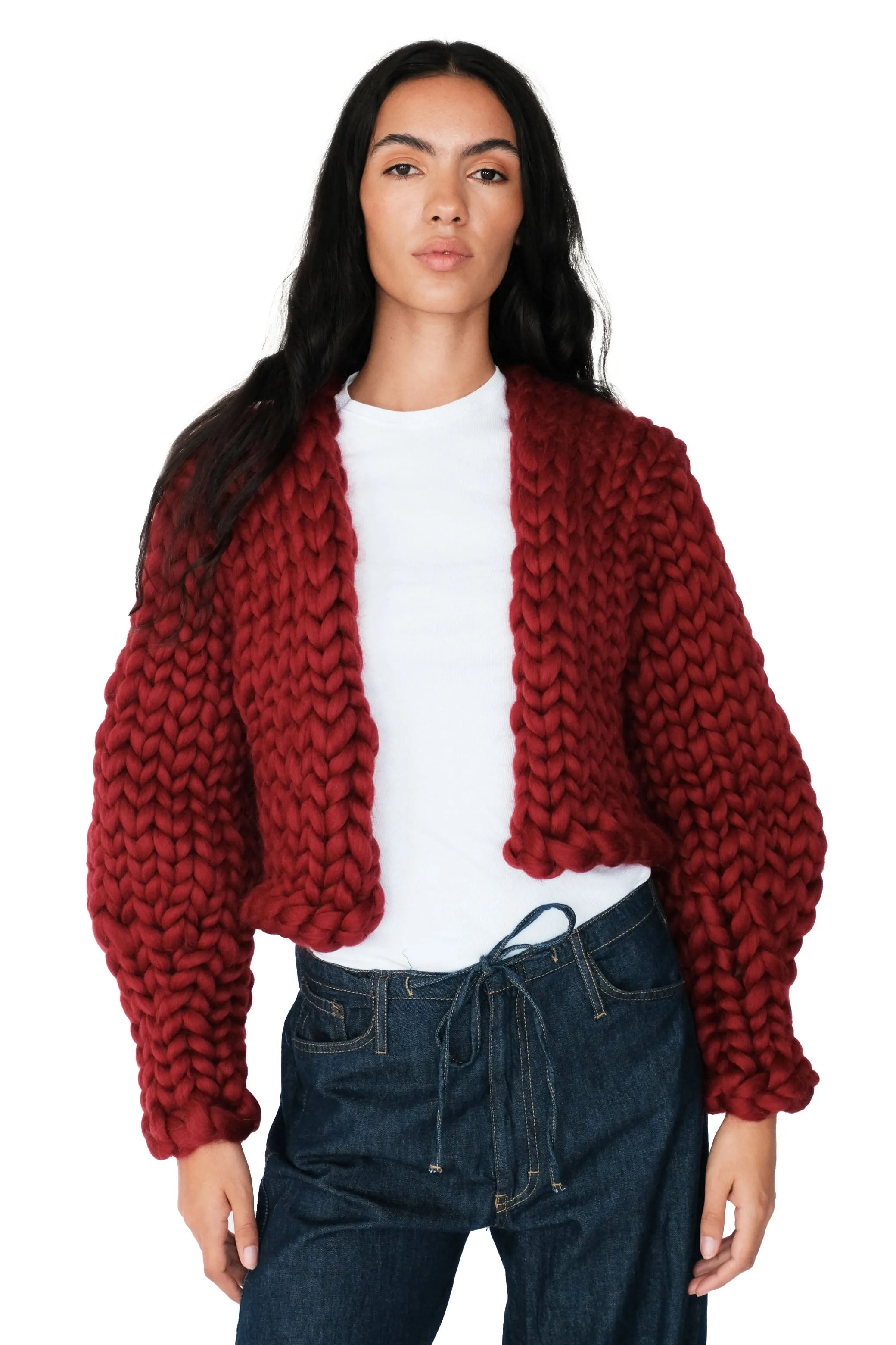 Burgundy Colossal Knit Cardigan