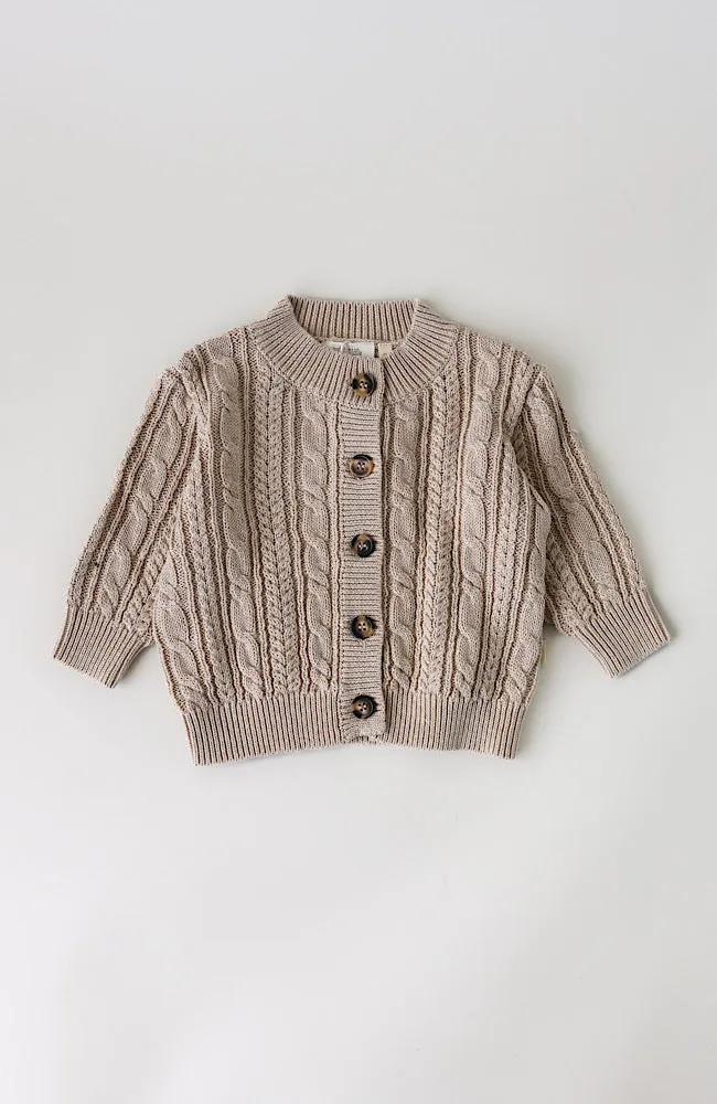 Cardigan Chunky Knit Cabel - Light Taupe Melange