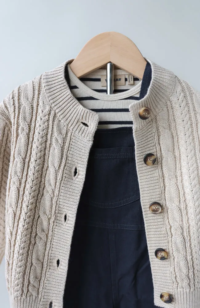 Cardigan Chunky Knit Cabel - Light Taupe Melange