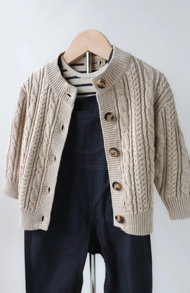 Cardigan Chunky Knit Cabel - Light Taupe Melange