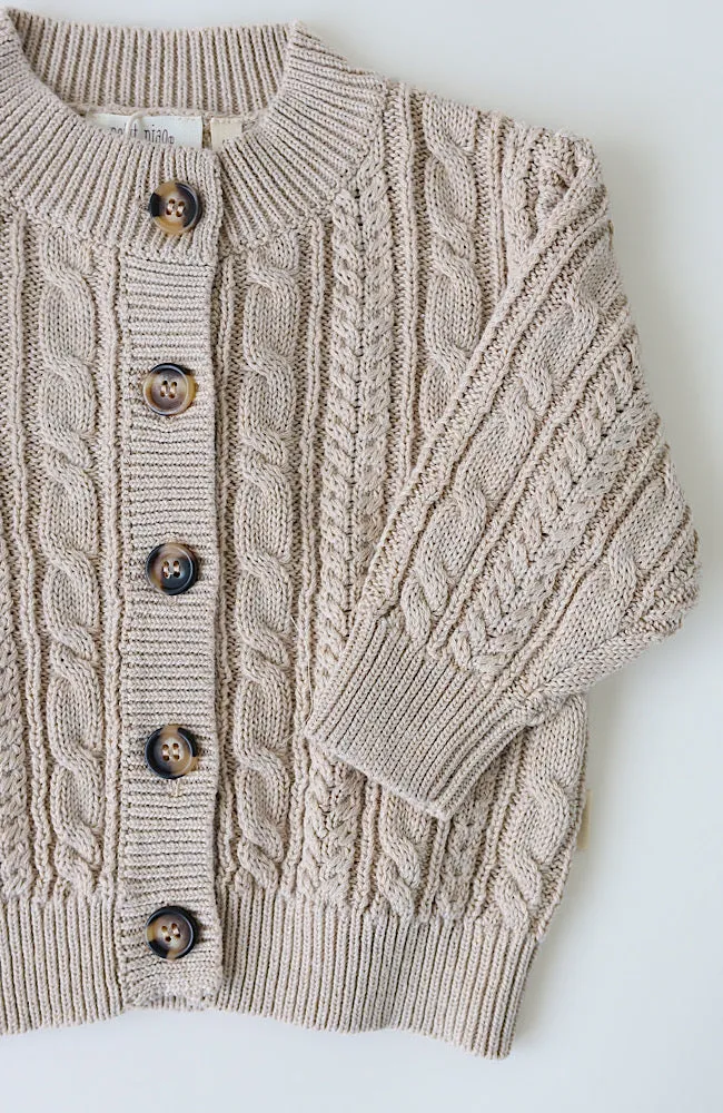 Cardigan Chunky Knit Cabel - Light Taupe Melange