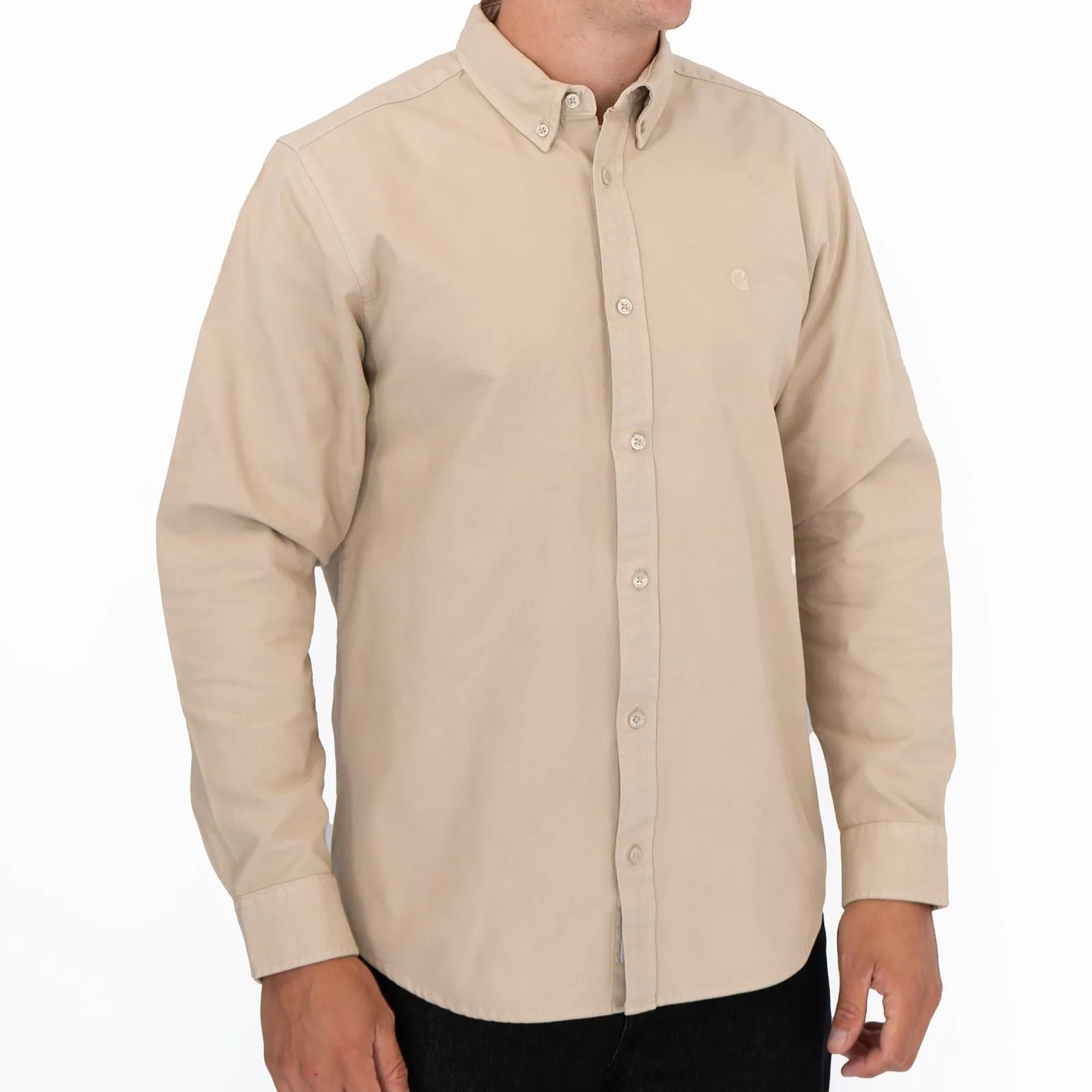 Carhartt WIP Mens Shirt Long Sleeve Madison Storm Beige