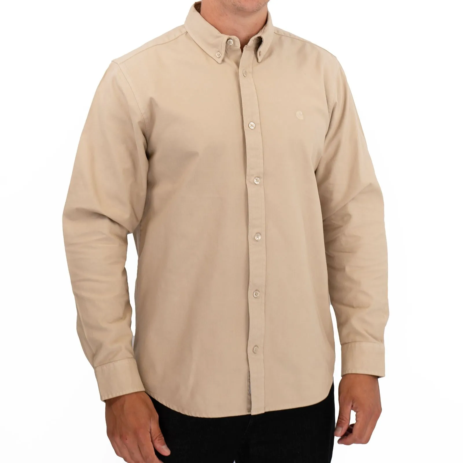 Carhartt WIP Mens Shirt Long Sleeve Madison Storm Beige