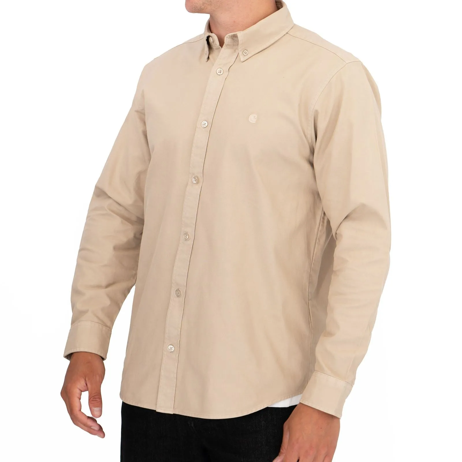 Carhartt WIP Mens Shirt Long Sleeve Madison Storm Beige