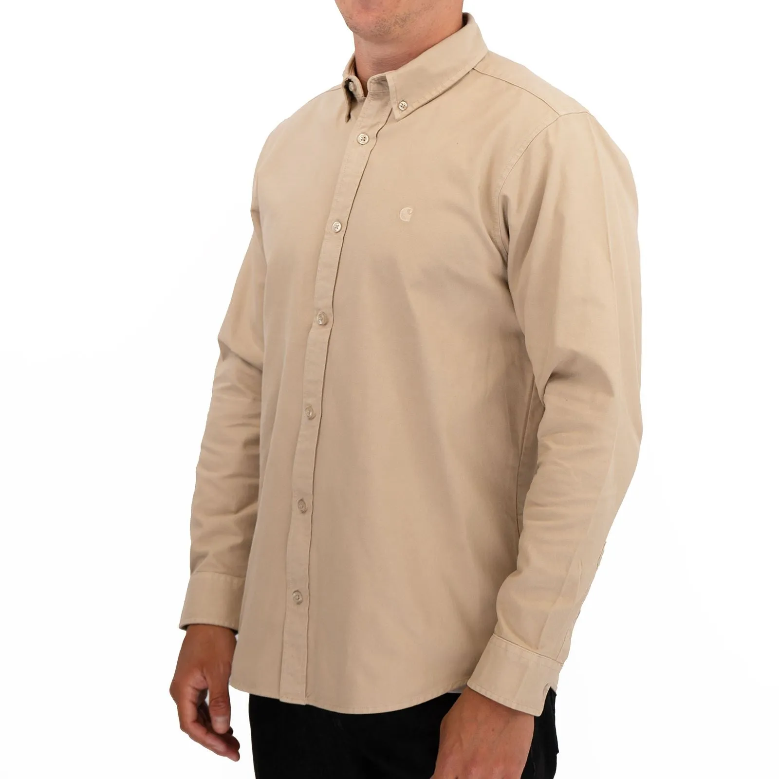 Carhartt WIP Mens Shirt Long Sleeve Madison Storm Beige