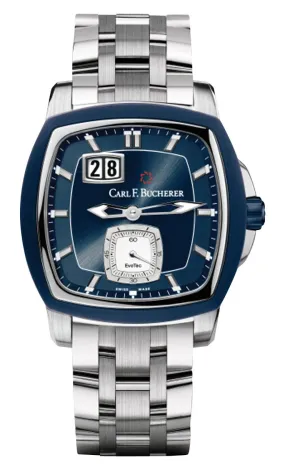 Carl F. Bucherer Patravi EvoTec BigDate Automatic Stainless Steel Blue Dial Mens Watch 00.10628.13.53.21