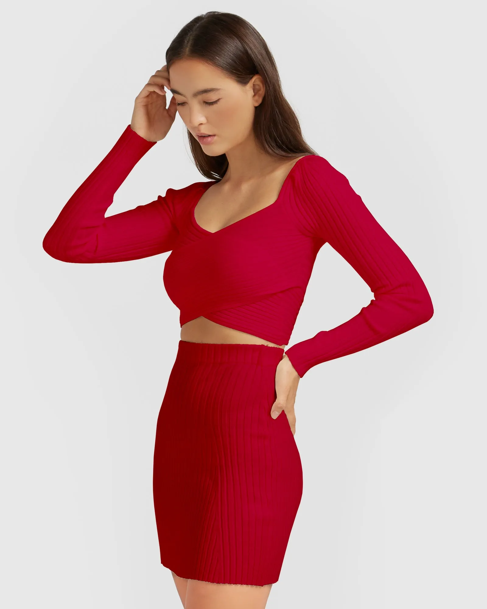 C'est Belle Knit Mini Skirt - Red