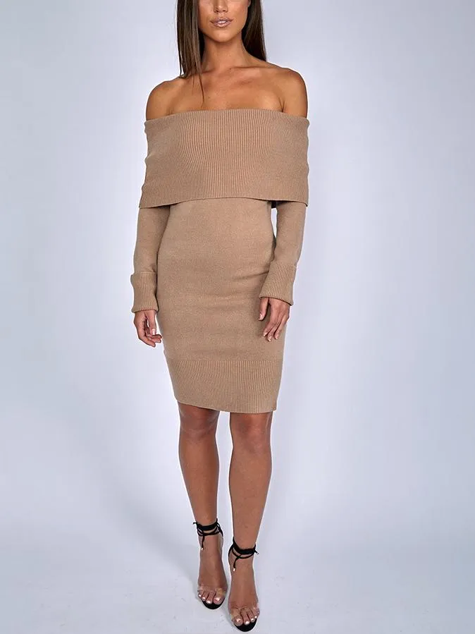 Chelsea Ribbed Knit Bodycon Sweater Dress