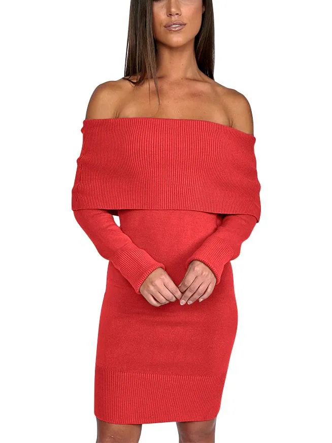 Chelsea Ribbed Knit Bodycon Sweater Dress