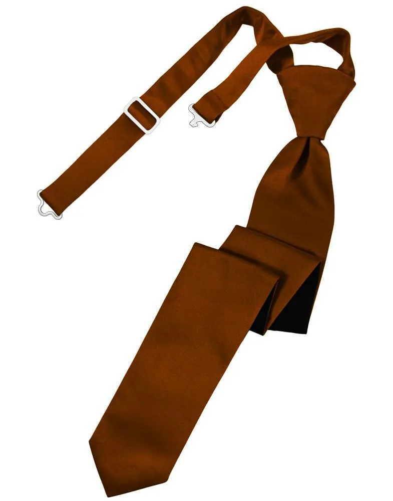 Cognac Luxury Satin Skinny Necktie