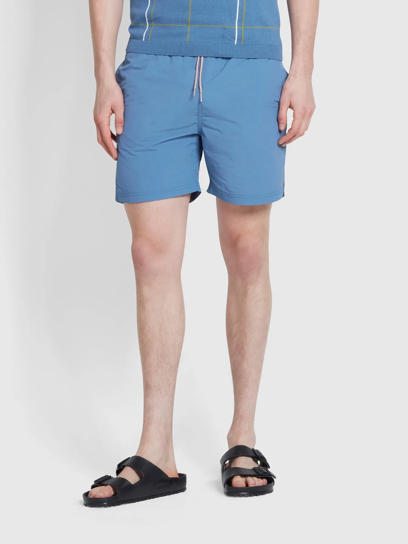 Colbert Regular Fit Plain Swim Shorts In Sheaf Blue