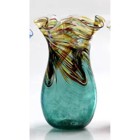 Colored Wave Glass Vase in Dark Green by Glass Rocks Dottie Boscamp