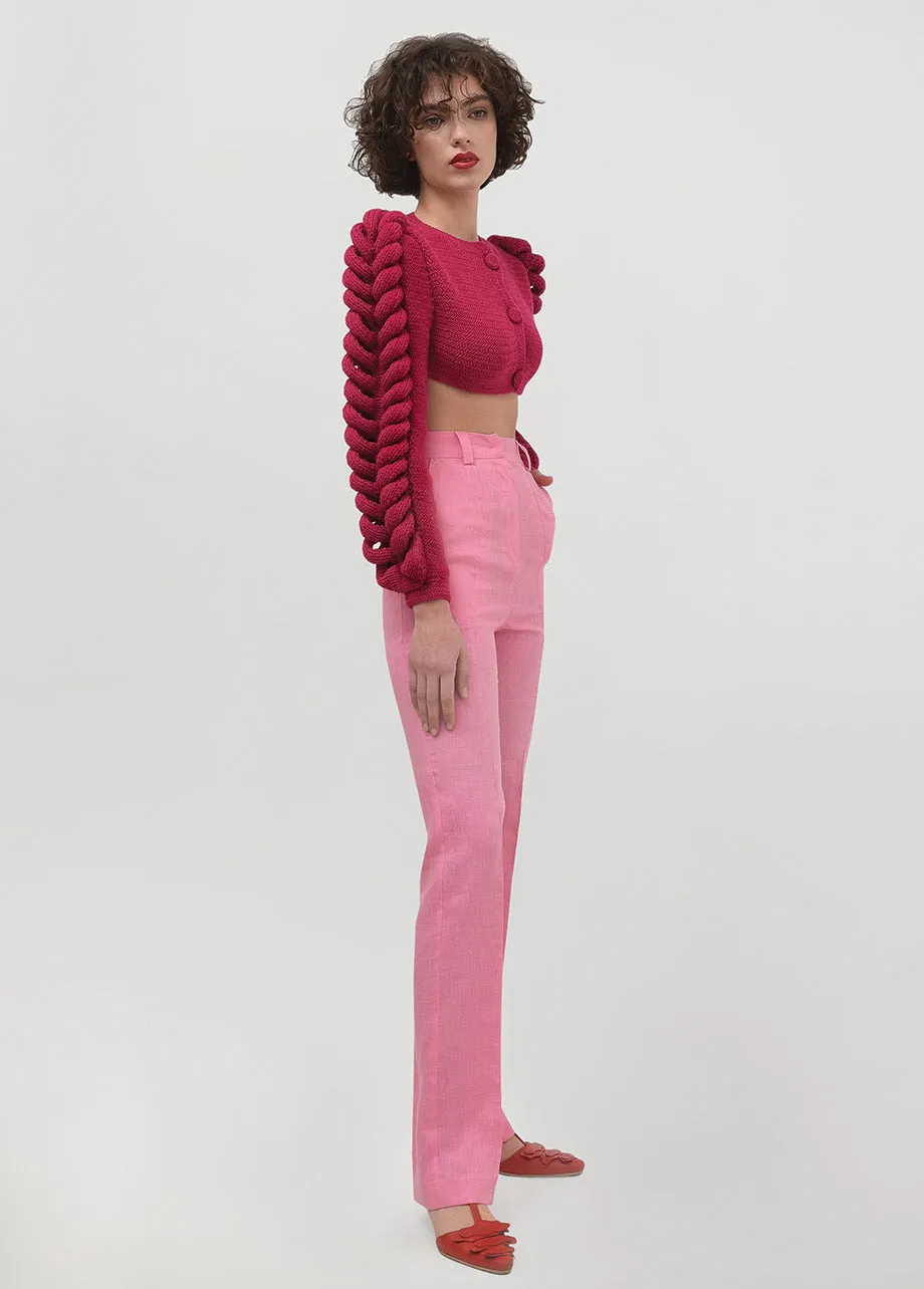 CROPPED KNITTED BERRY JACKET