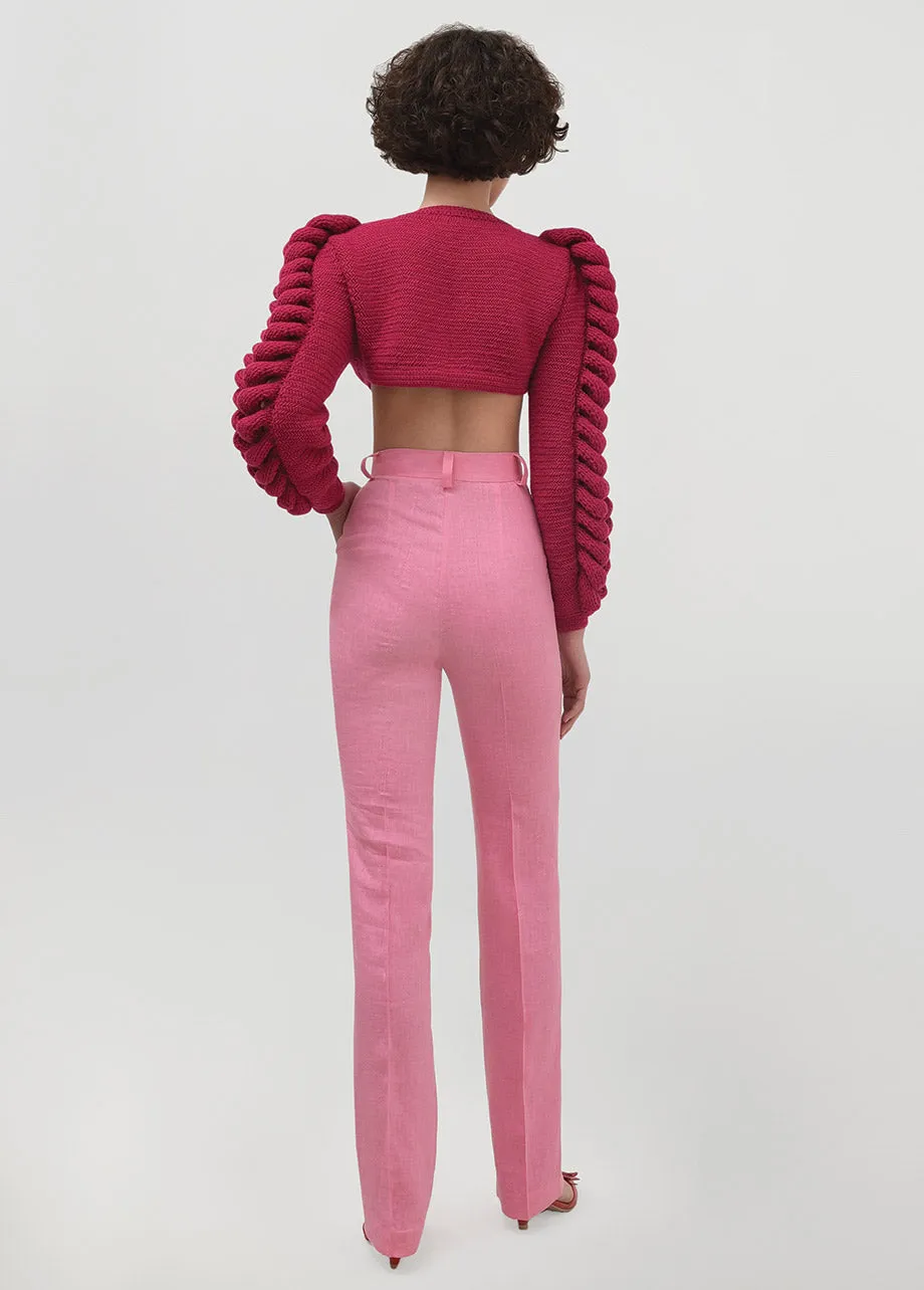 CROPPED KNITTED BERRY JACKET