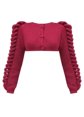 CROPPED KNITTED BERRY JACKET