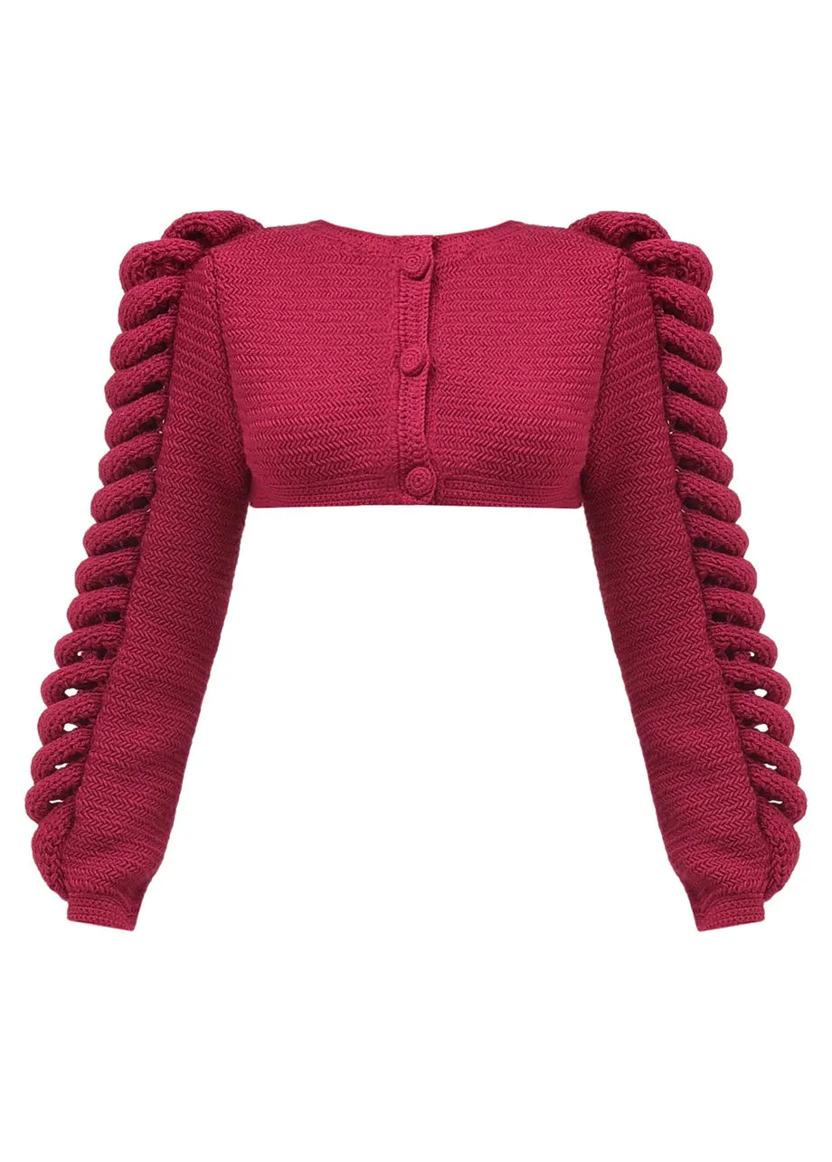 CROPPED KNITTED BERRY JACKET