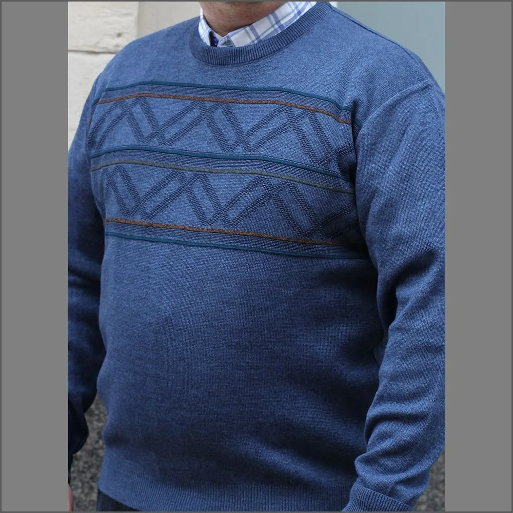 DG's Mid Blue Pattern Crew Neck^