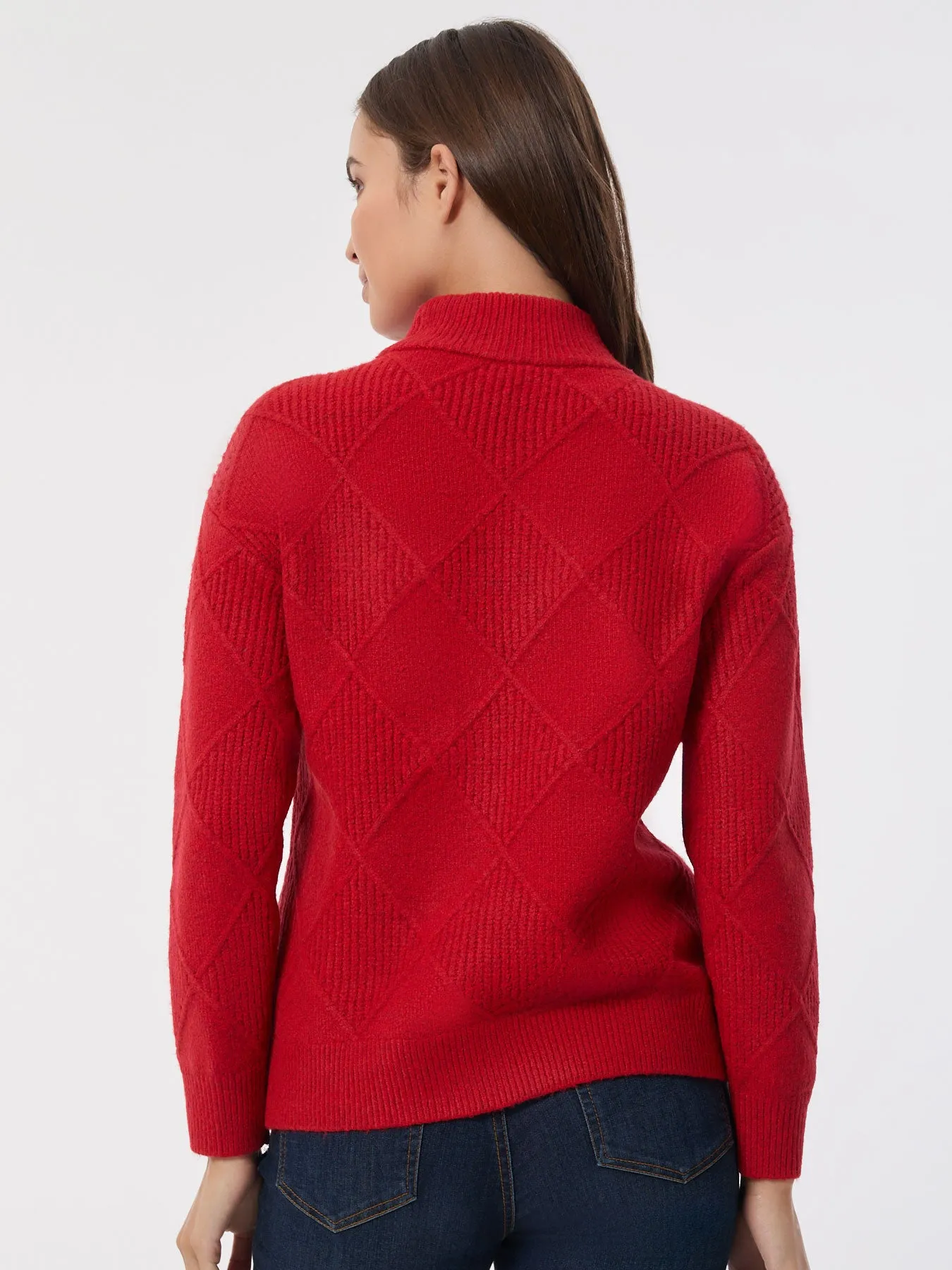 Diamond Stitch Mock Neck Sweater