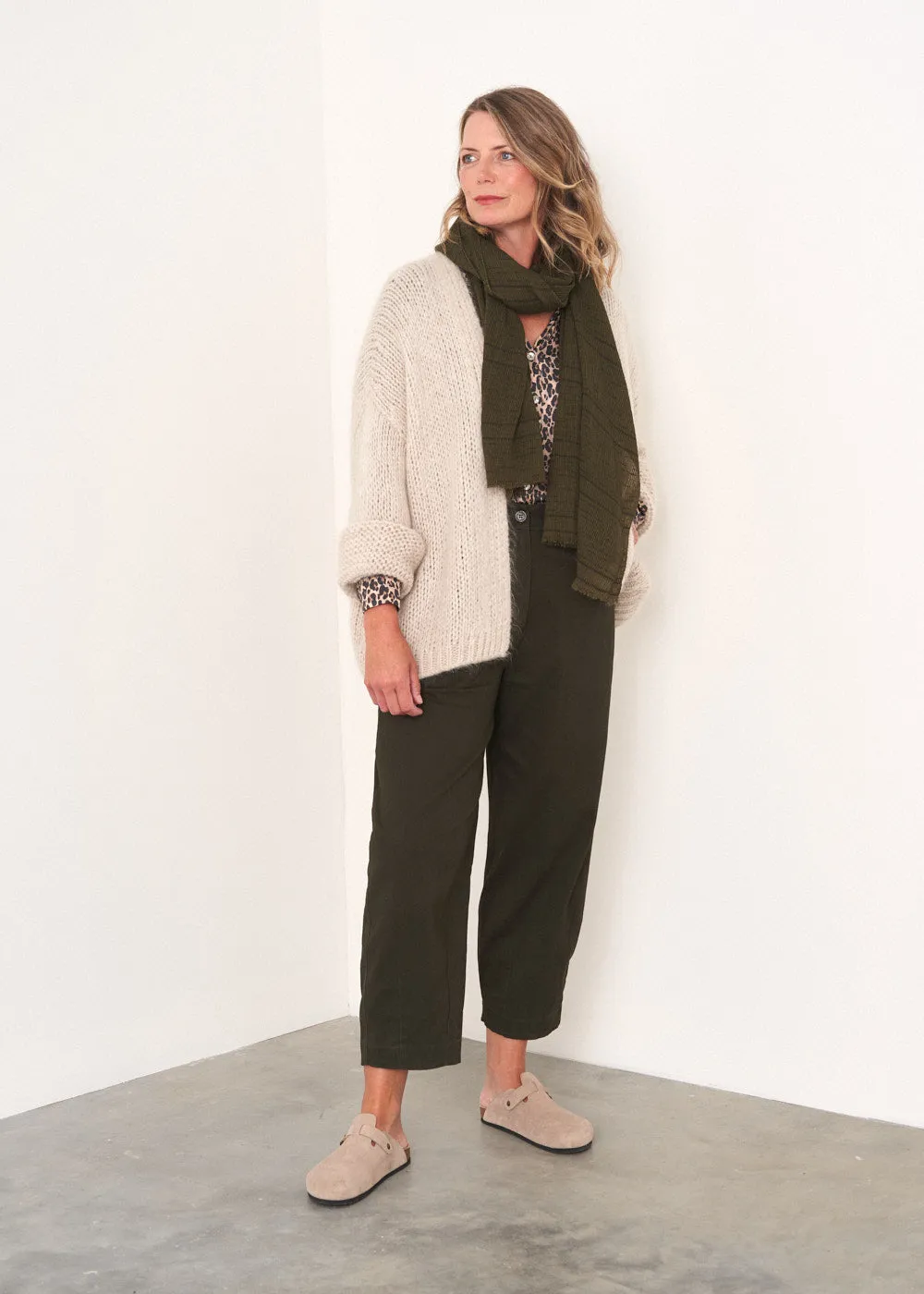 DINA CHUNKY KNIT CARDIGAN - OATMEAL