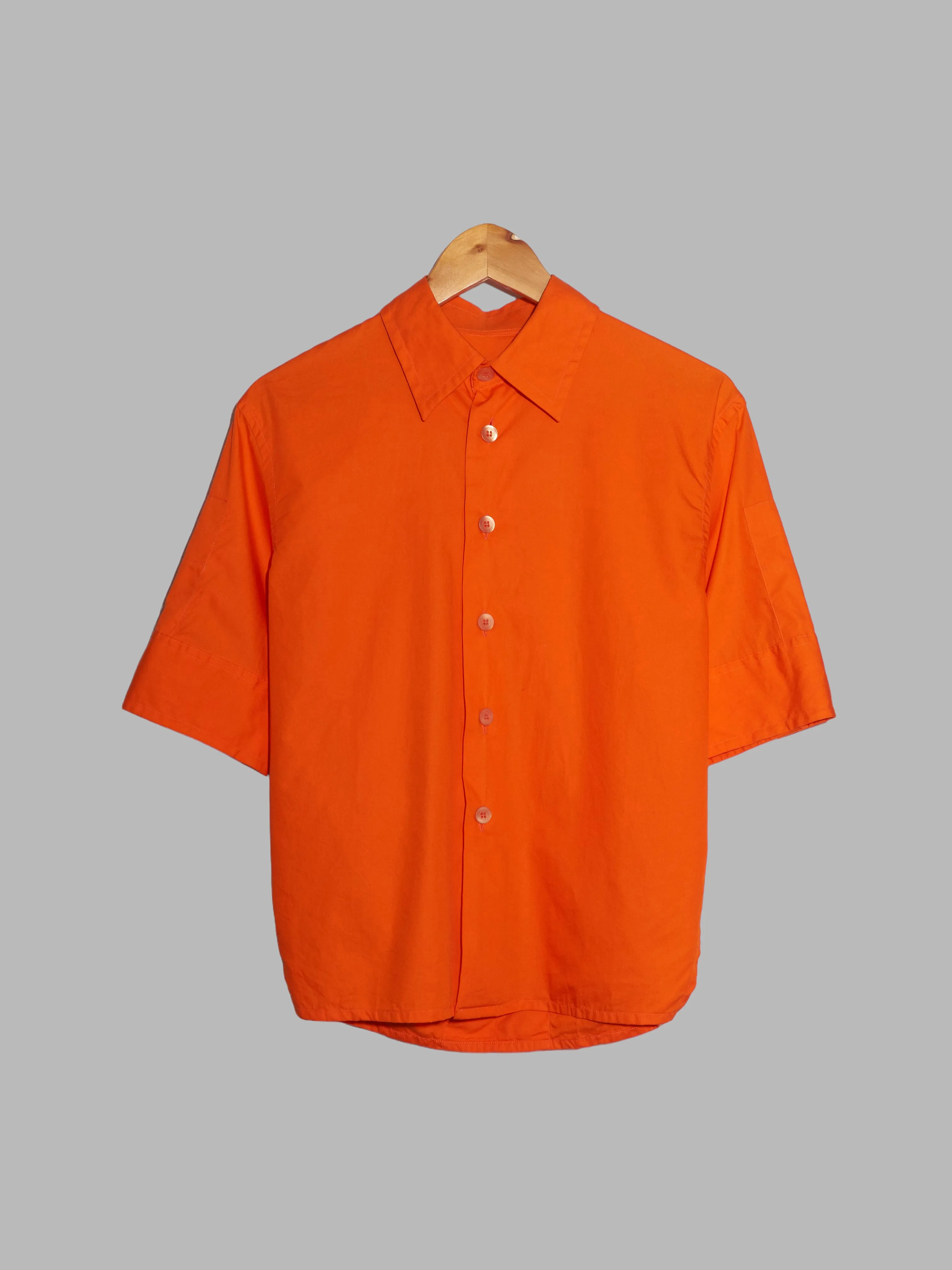 Dirk Bikkembergs 1990s 2000s orange cotton short sleeve shirt - S