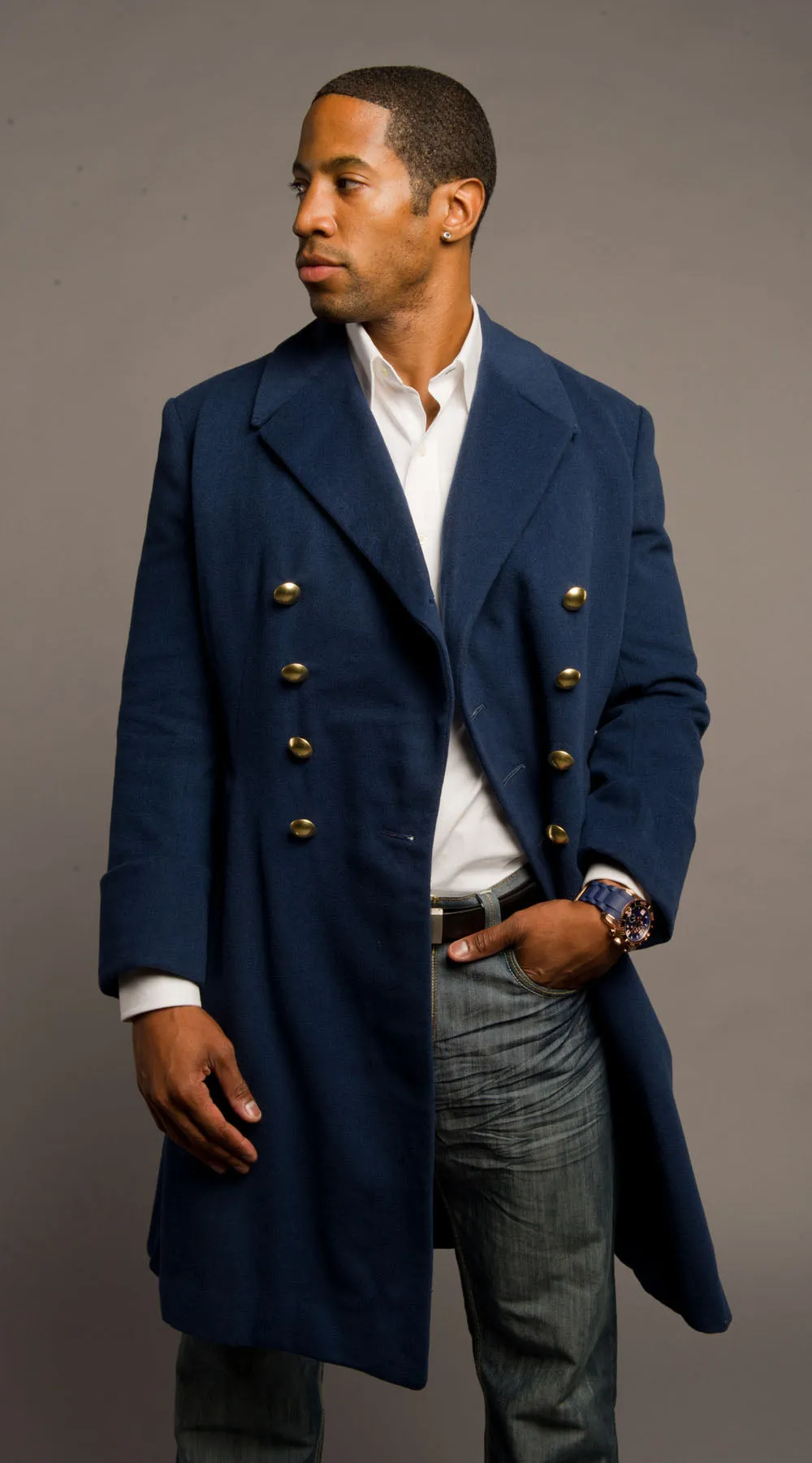 Double Cuffed Royal Blue Overcoat