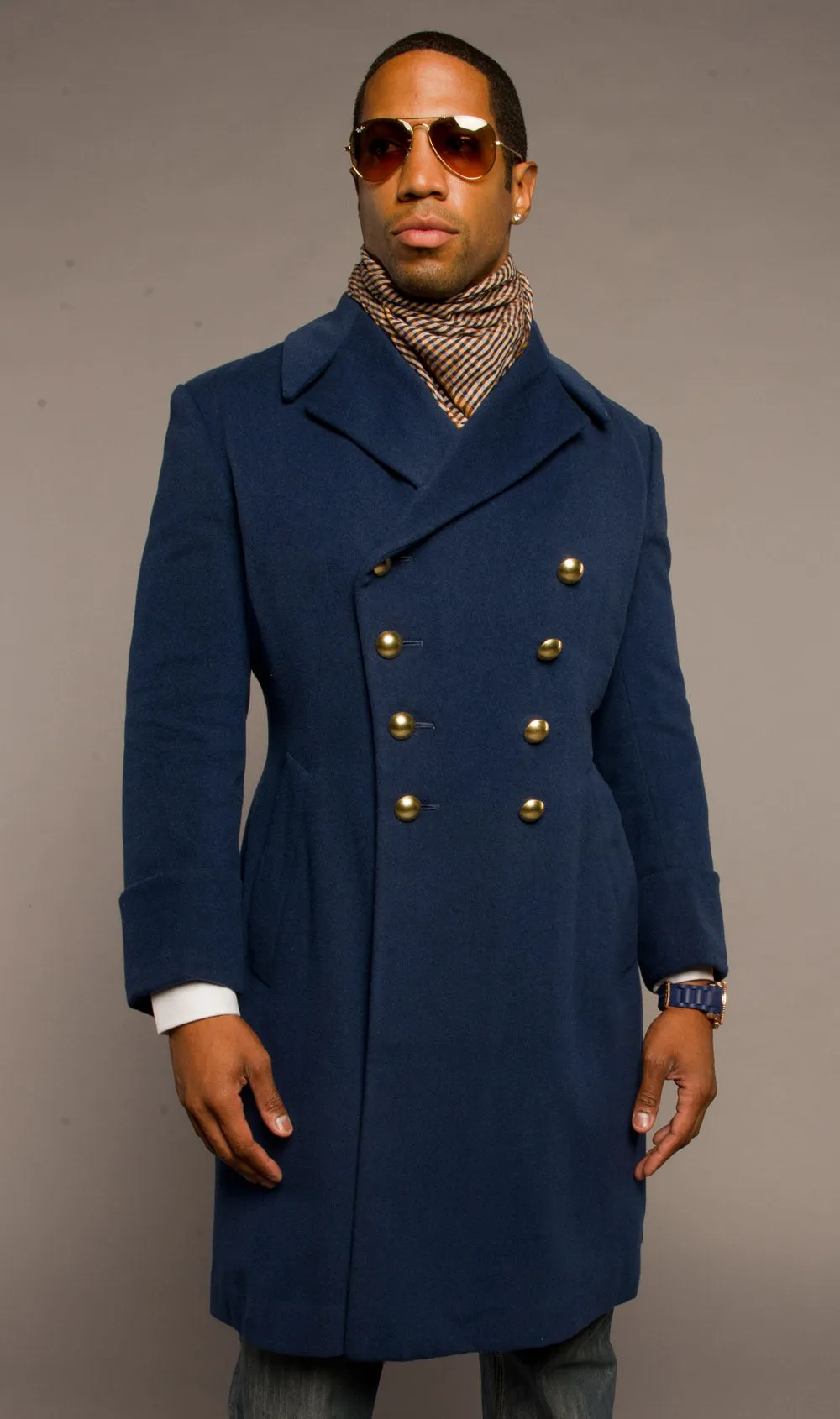 Double Cuffed Royal Blue Overcoat