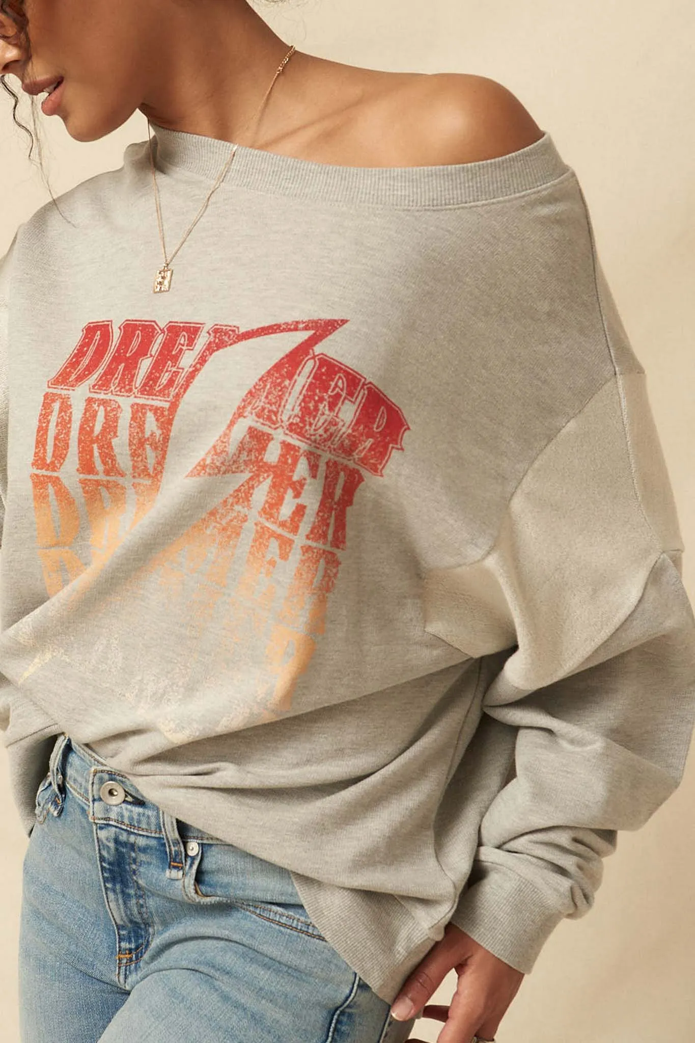 Dreamer Thunderbolt Vintage Graphic Sweatshirt