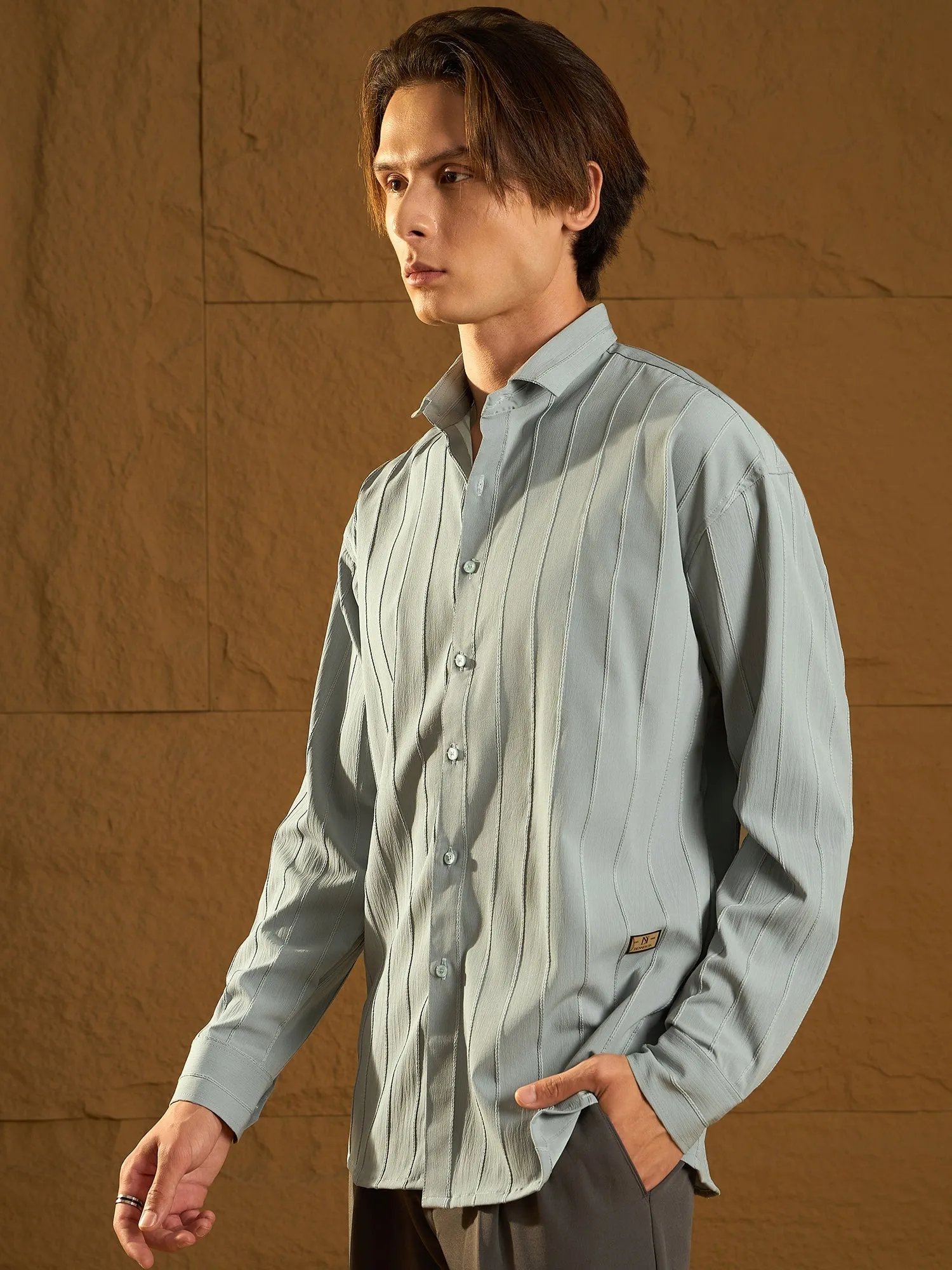 Drop Shoulder Oversized Pintuck Shirt