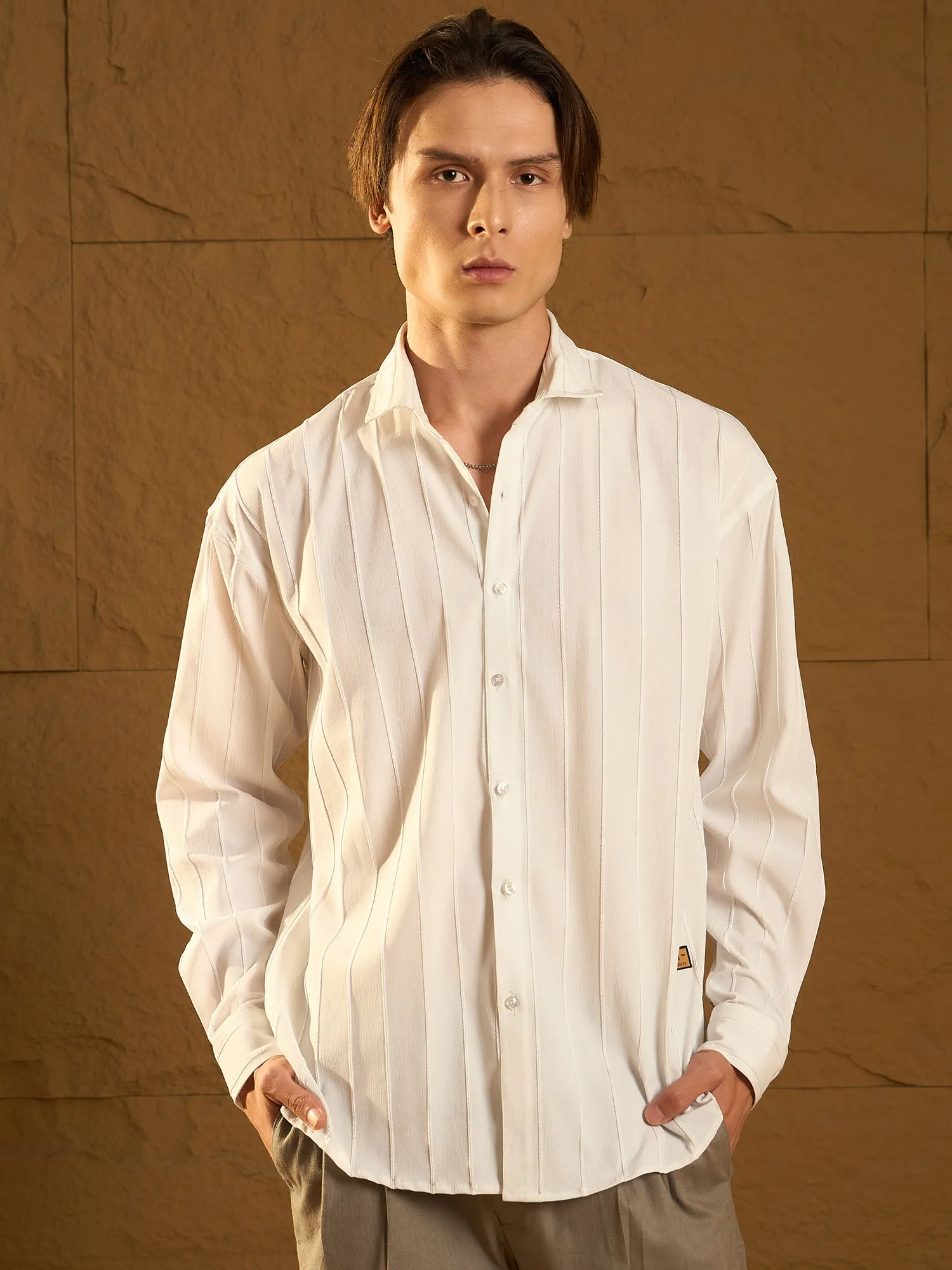 Drop Shoulder Oversized Pintuck Shirt