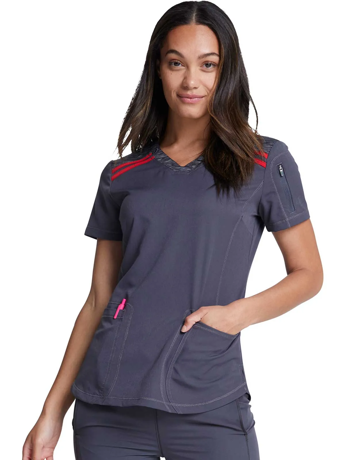 Dynamix -Women's V-Neck Solid Scrub Top