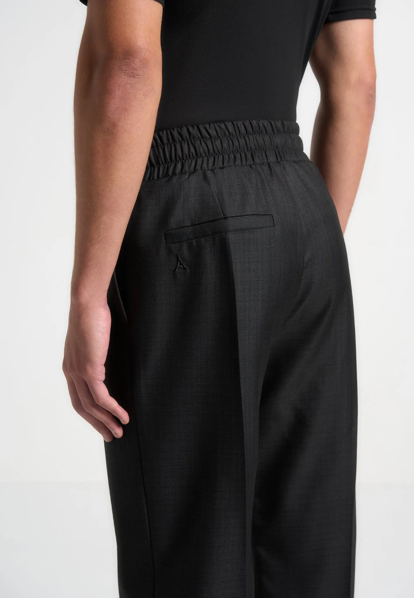 Elasticated Tailored Crease Trousers - Black