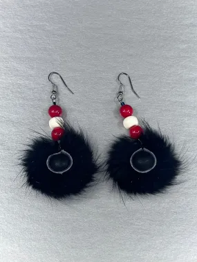 ER - Waska; Black Beaver Fur, Various Beads