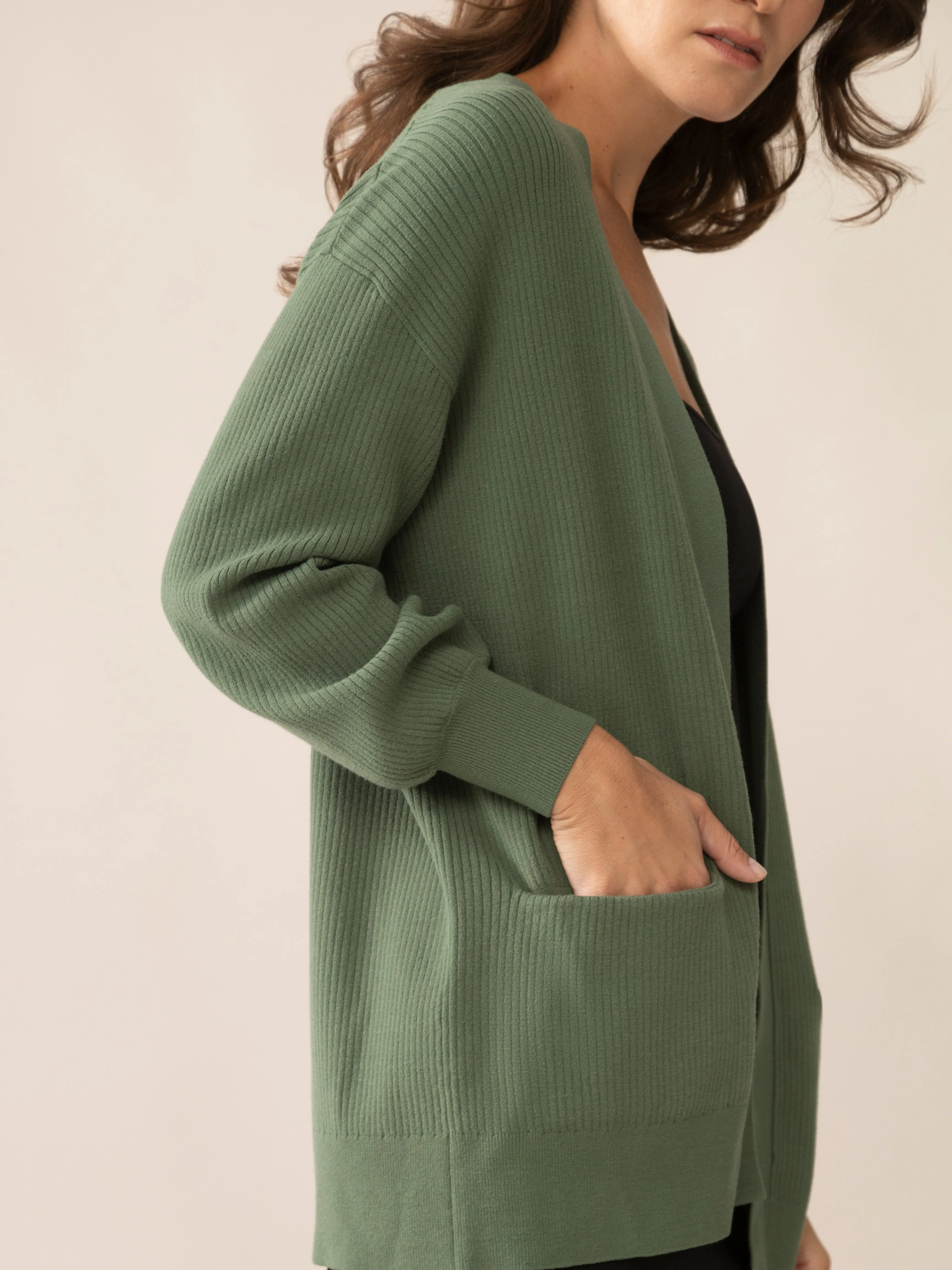 Erin Sweater Knit Cardigan in Moss Green