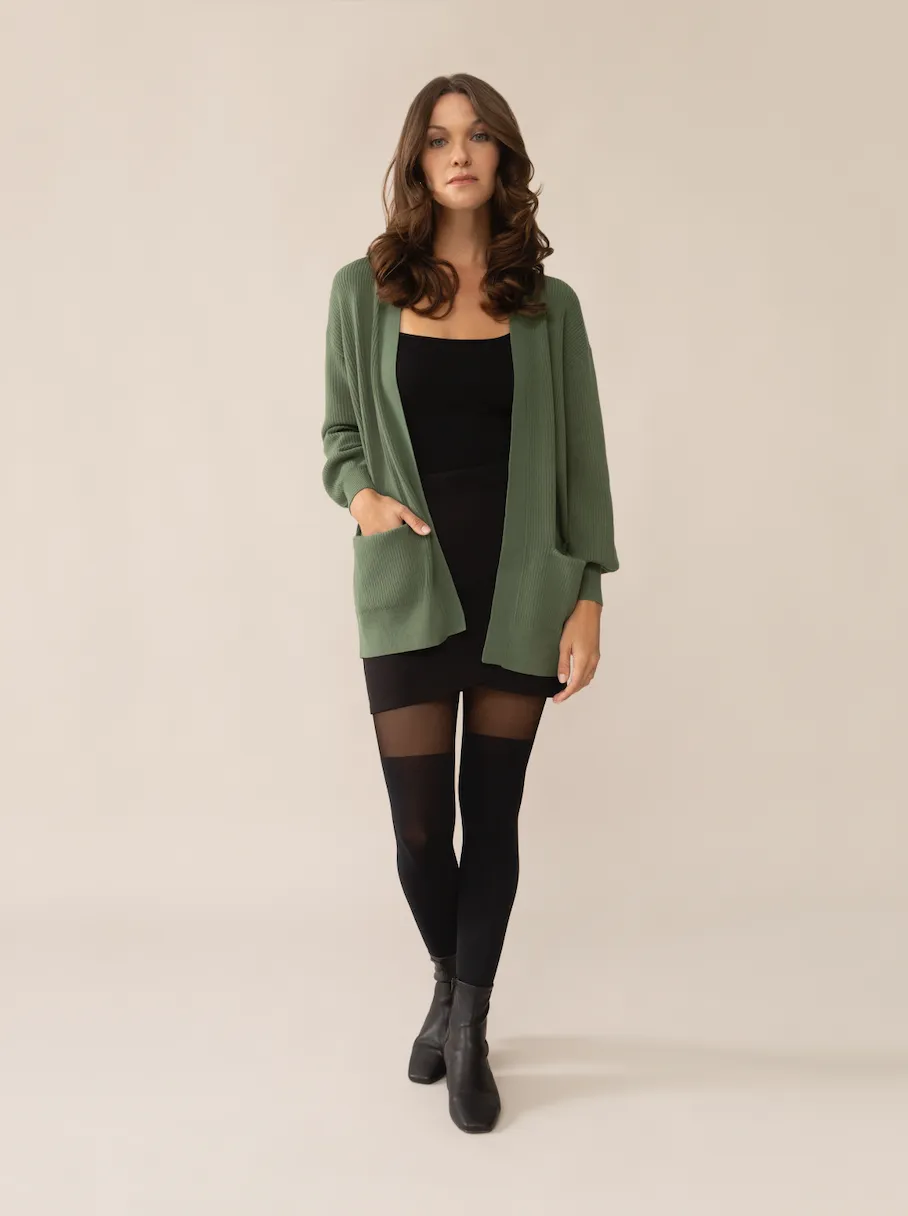 Erin Sweater Knit Cardigan in Moss Green