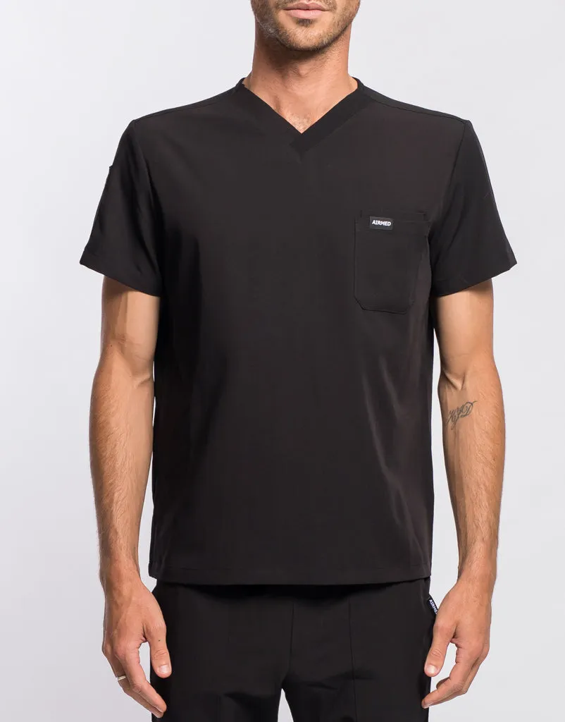 Essential V Neck Scrub Top - Black