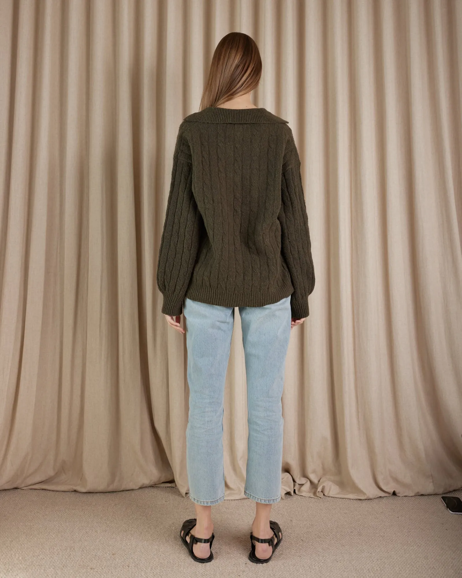 Etienne Cable Knit Jumper - Khaki