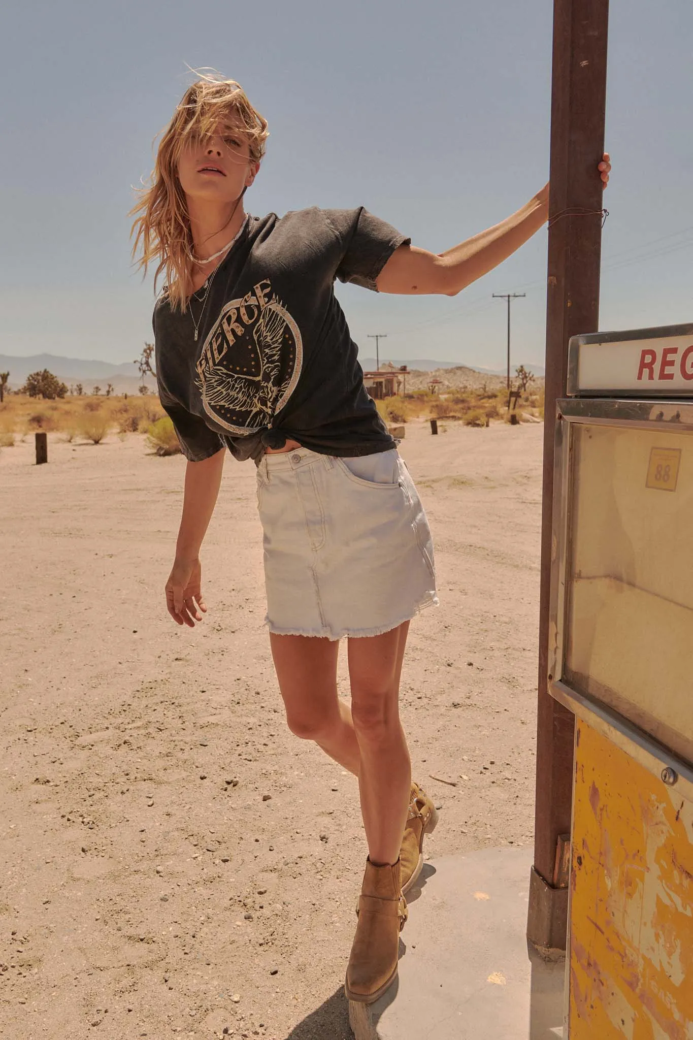 Fierce Eagle Studded Vintage-Wash Graphic Tee