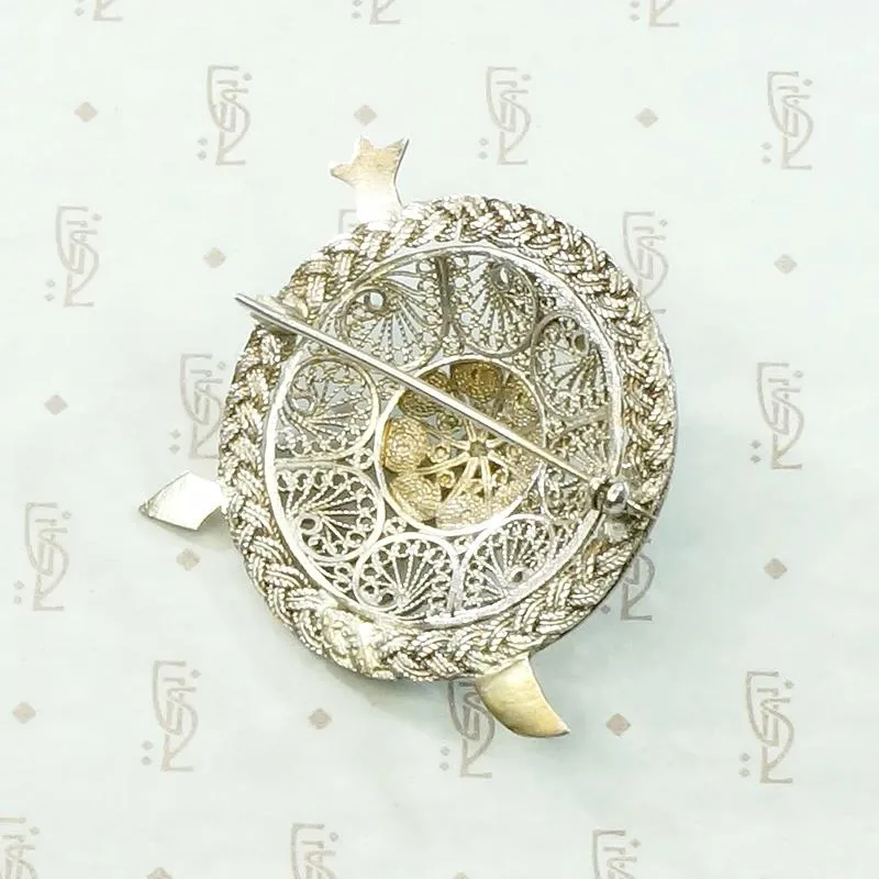 Filigreed Sterling Silver Shield Brooch