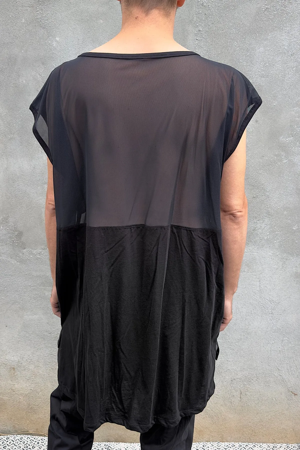 Five and Diamond Half Mesh Oversize Top