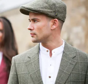 Flat Cap, Olive Green Herringbone