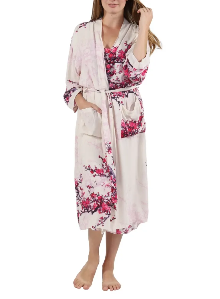 Flower Blossoms Pink Printed Robe