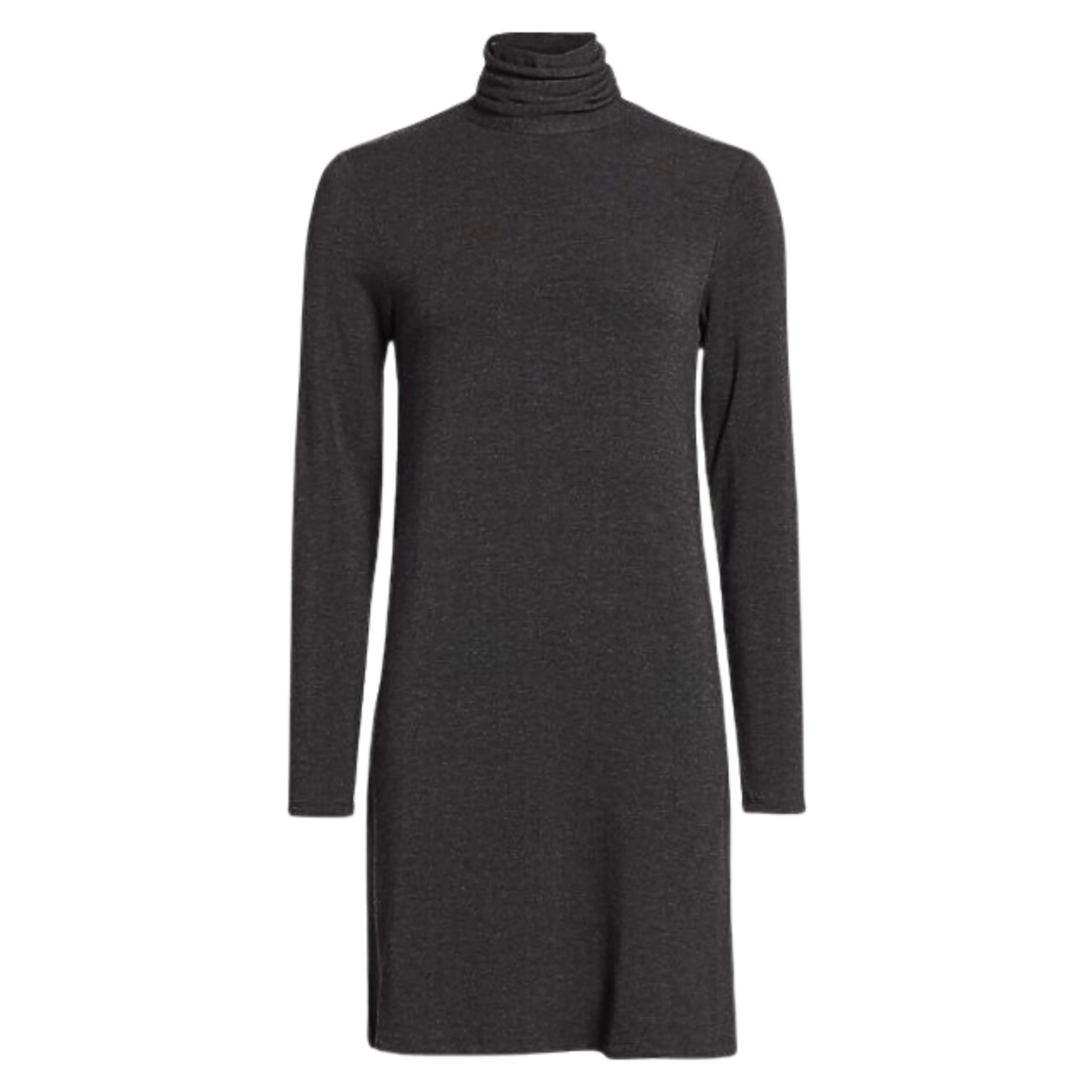 French Terry Turtle Neck Dress - Anthracite Grey