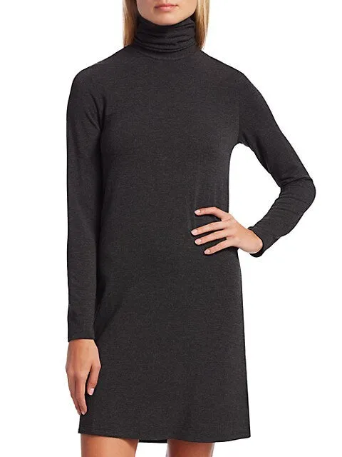 French Terry Turtle Neck Dress - Anthracite Grey