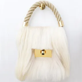 FUR SHOULDER BAG "THE LAMB" IN WHITE