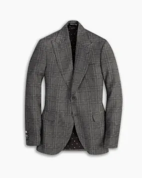 Grey Check Wool & Cashmere Ultra Peak Blazer