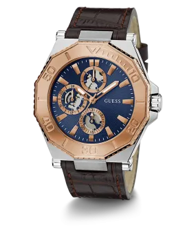 GUESS Mens Brown 2-Tone Multi-function Watch