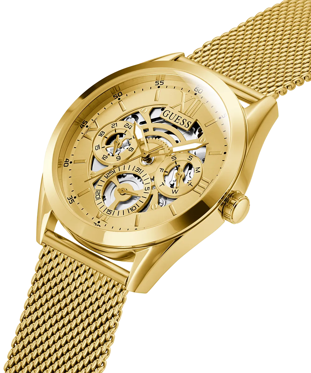 GUESS Mens Gold Tone Multi-function Watch