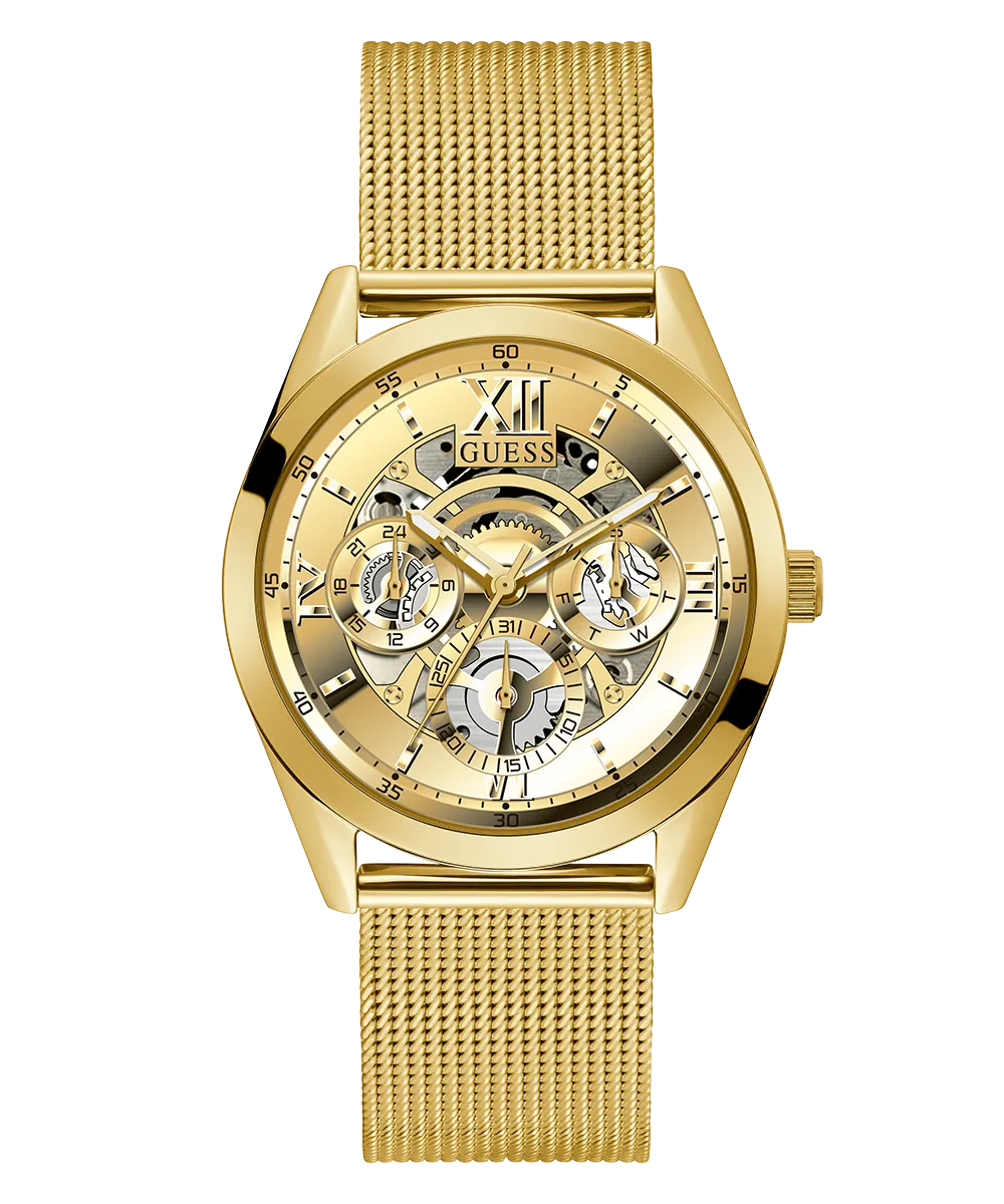 GUESS Mens Gold Tone Multi-function Watch