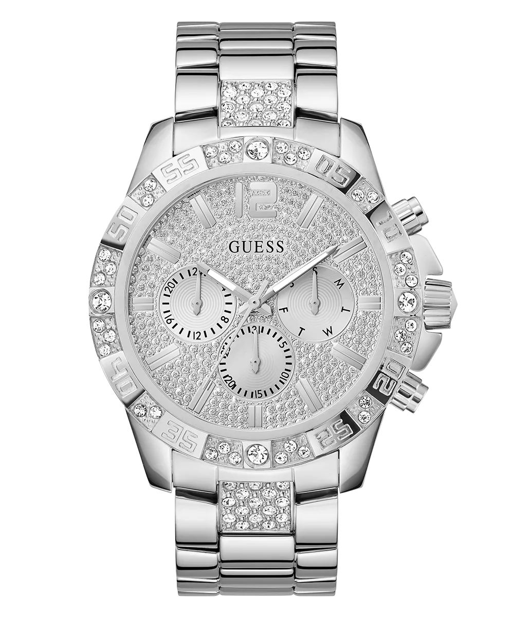 GUESS Mens Silver Tone Multi-function Watch