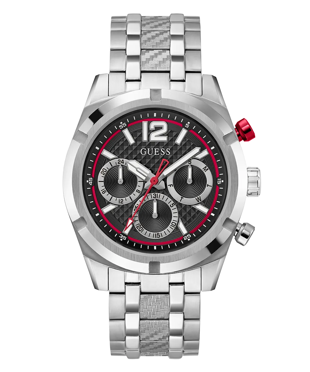 GUESS Mens Silver Tone Multi-function Watch